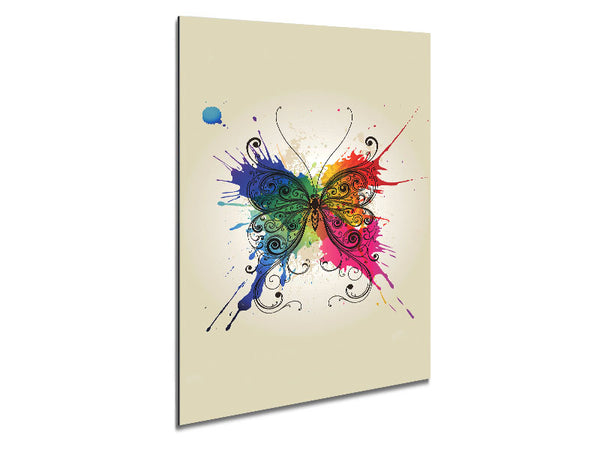 Rainbow Splash Butterfly Metal Print