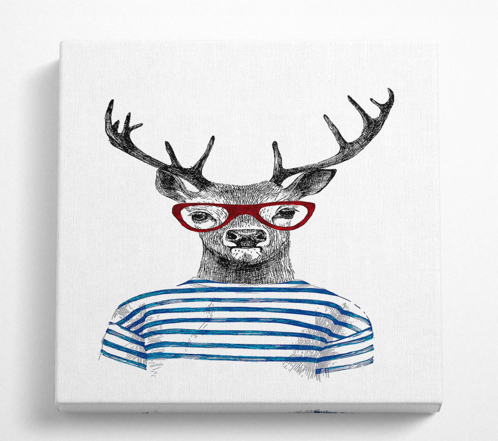 A Square Canvas Print Showing Steve The Stag 1 Square Wall Art
