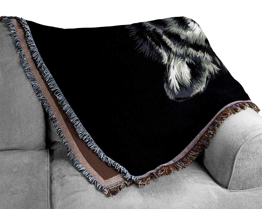 Orange Eyed Tiger Face Woven Blanket