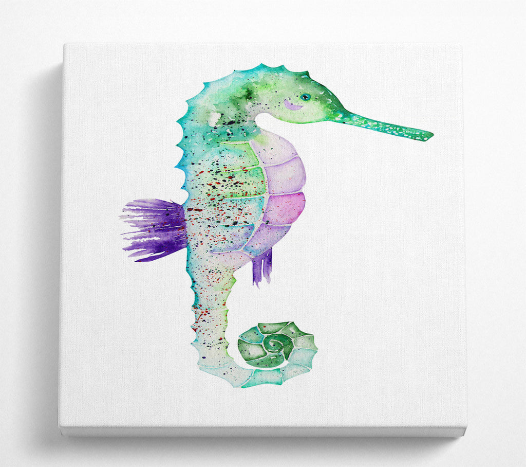 A Square Canvas Print Showing Spotted Seahorse Square Wall Art