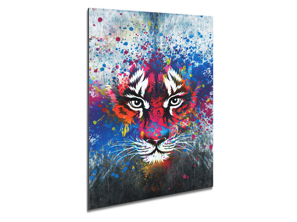 Rainbow Tiger Face Metal Print