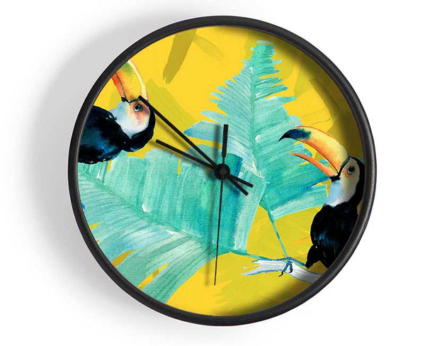 Toucan Palm Leaves Clock - Wallart-Direct UK