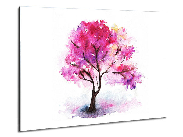 Pink Lonesome Tree Metal Print