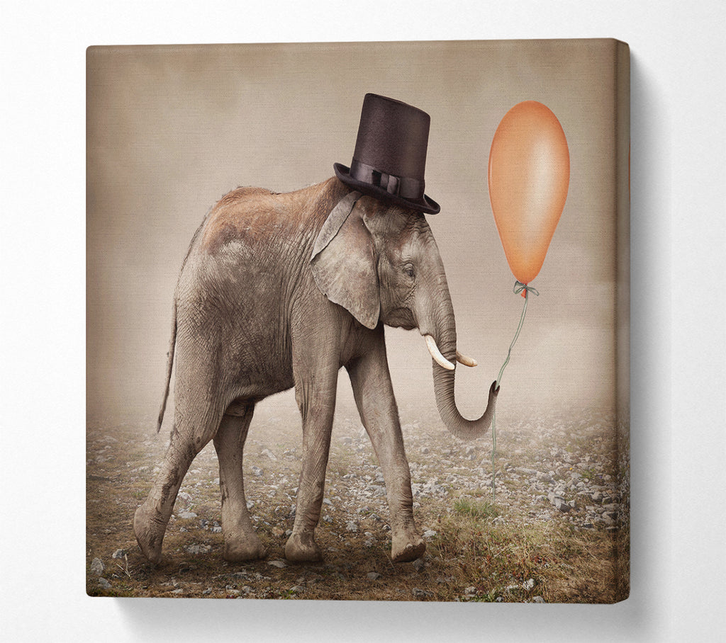 A Square Canvas Print Showing Top Hat Elephant Square Wall Art