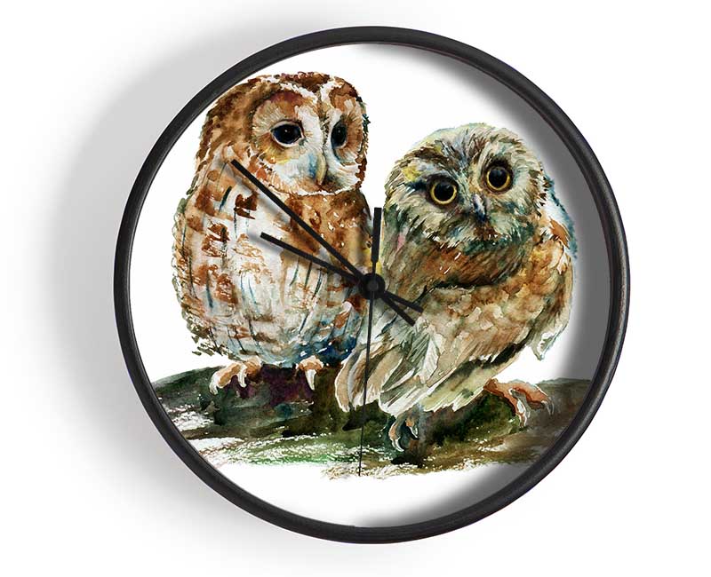Barred Owl Duo Clock - Wallart-Direct UK