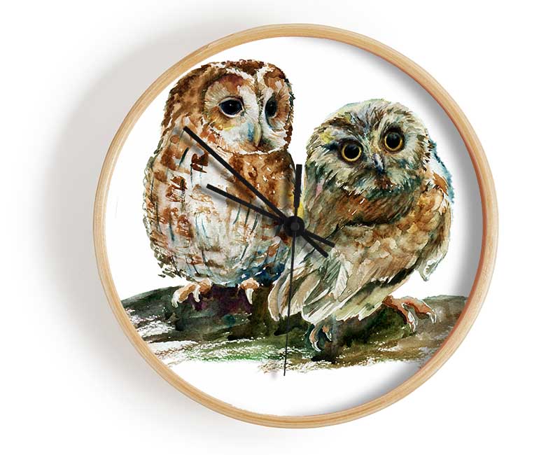 Barred Owl Duo Clock - Wallart-Direct UK