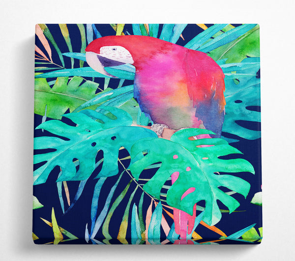 A Square Canvas Print Showing Parrot Jungle Square Wall Art