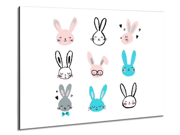 Rabbit Faces Metal Print