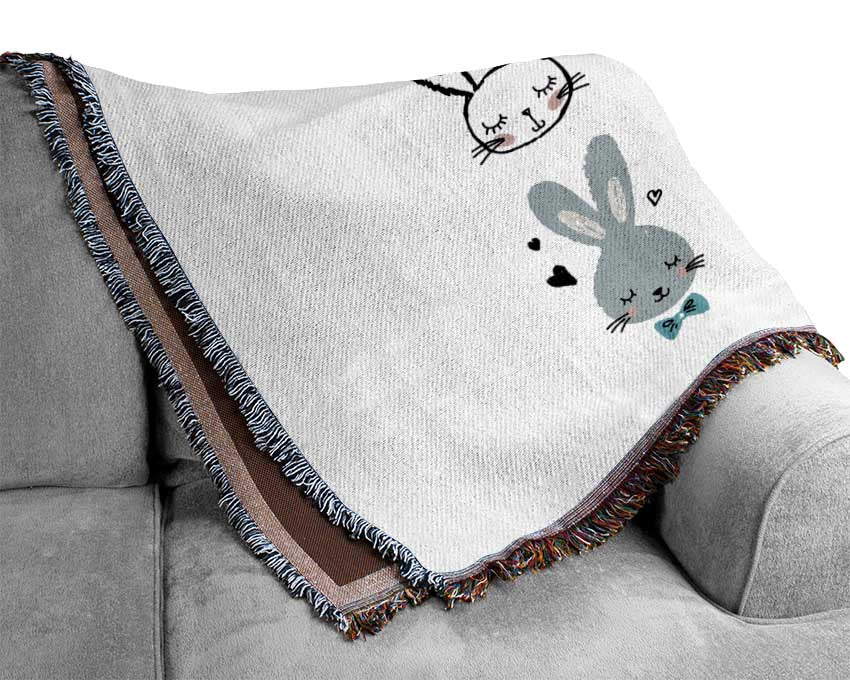 Rabbit Faces Woven Blanket