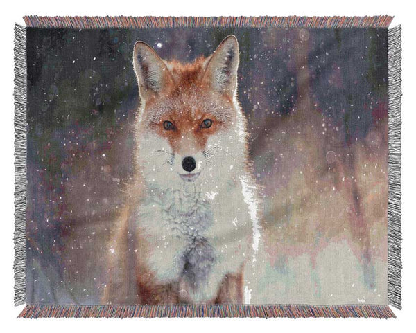 Fox In Winter Woven Blanket