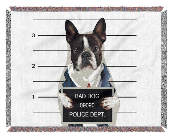 Naughty French Bulldog Woven Blanket