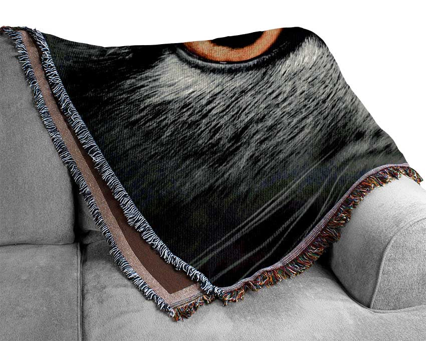 Orange Cat Eyes Woven Blanket