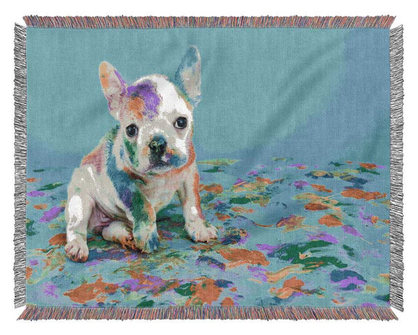 French Bulldog Paint Party Woven Blanket