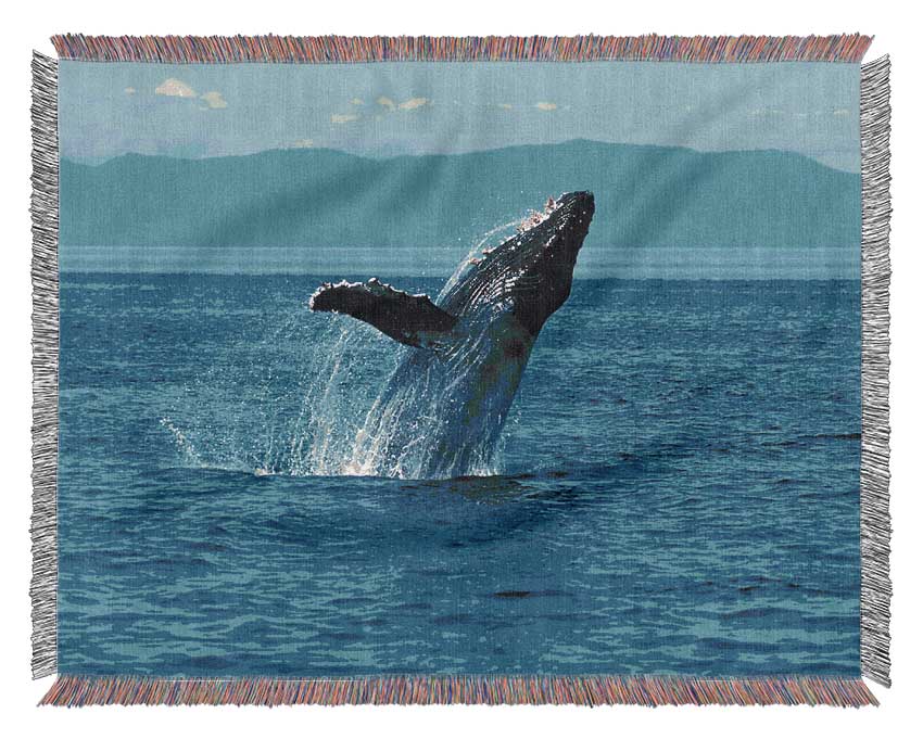 Whale Ocean Jump Woven Blanket