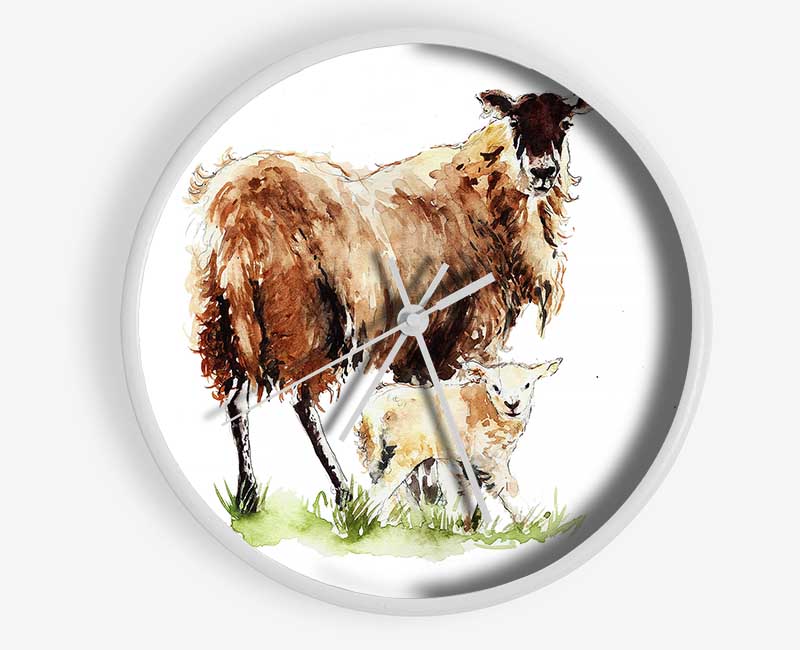 Mother and Baby Lambs Clock - Wallart-Direct UK