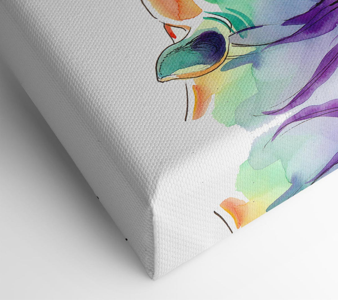  A Canvas Print of Rainbow Rhino Bird Canvas Art