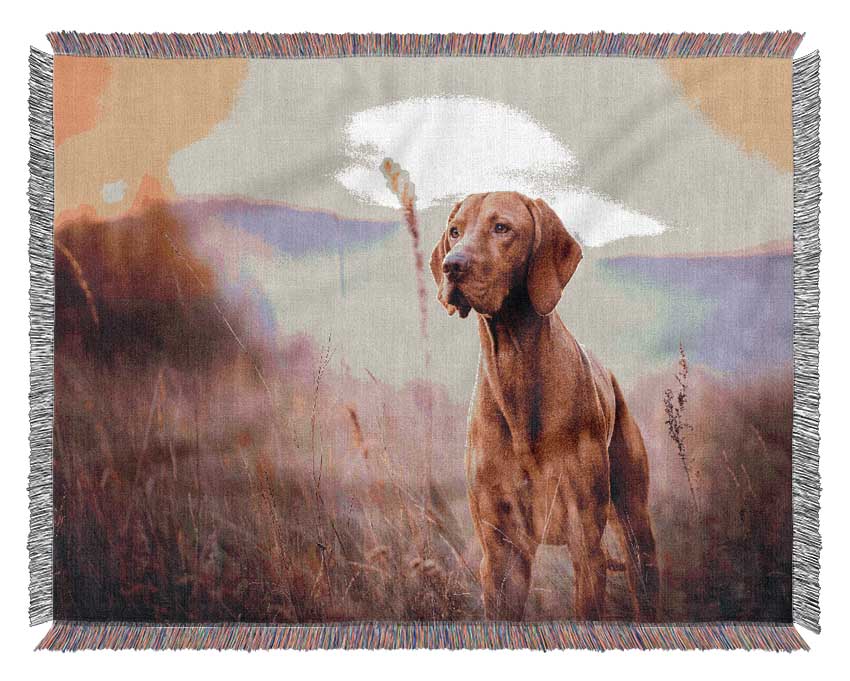 Vizsla Sunset Dog Woven Blanket