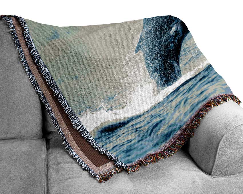 Whale Jump Woven Blanket