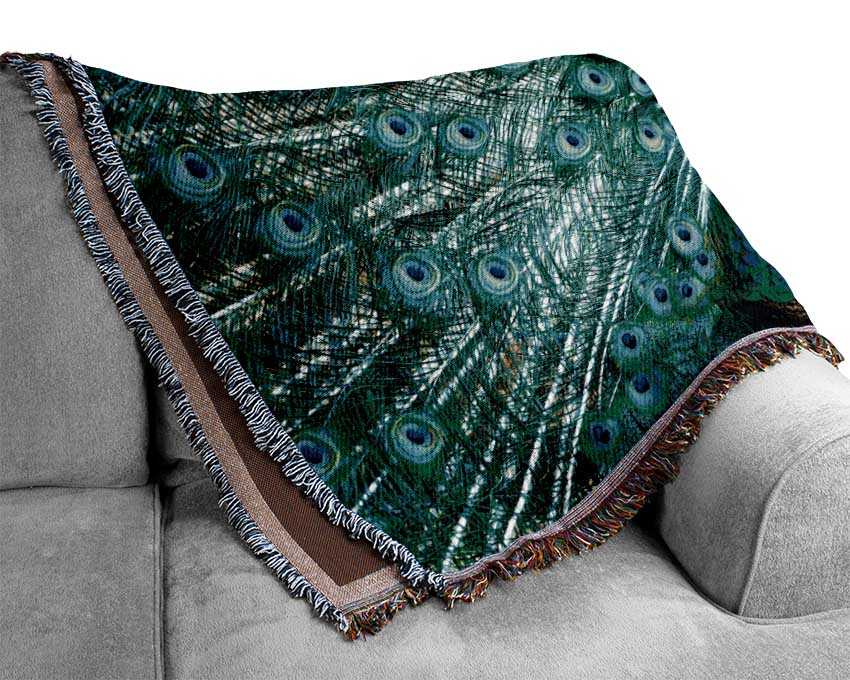 Peacock Feather Glory Woven Blanket