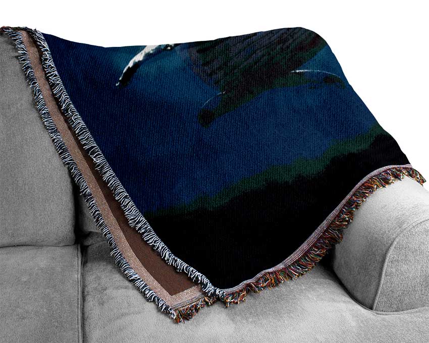 Humpback Whale Waters Woven Blanket