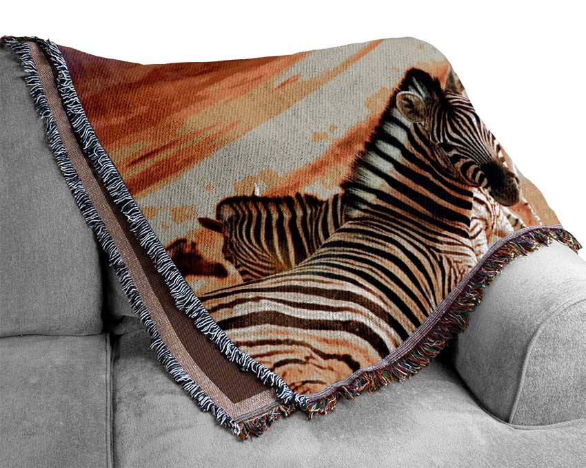 Zebra Sunset Safari Woven Blanket
