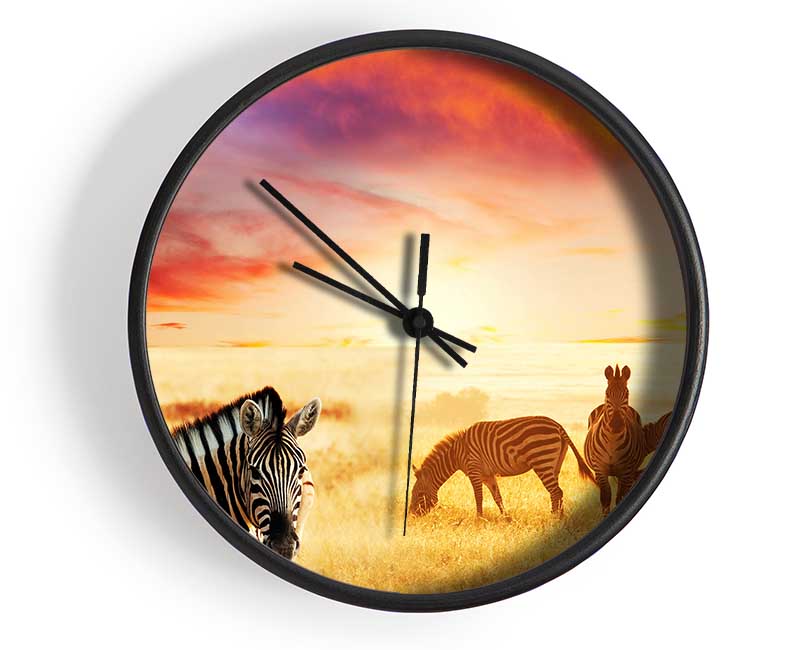 Zebra Sunset Safari Clock - Wallart-Direct UK