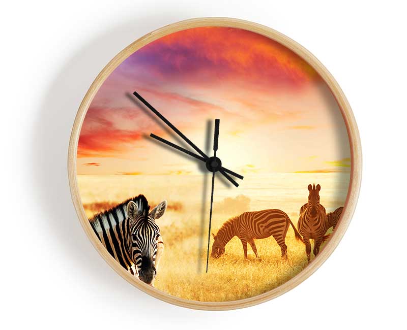 Zebra Sunset Safari Clock - Wallart-Direct UK