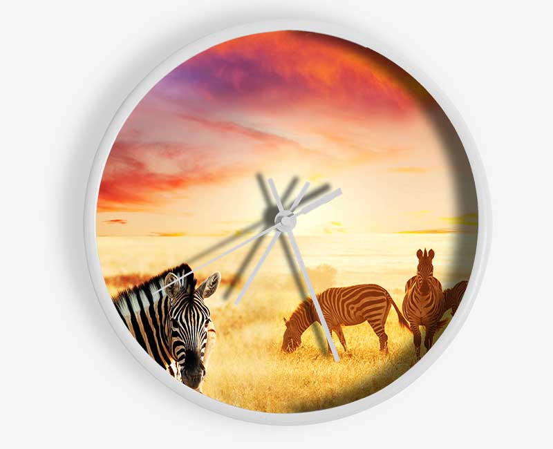 Zebra Sunset Safari Clock - Wallart-Direct UK