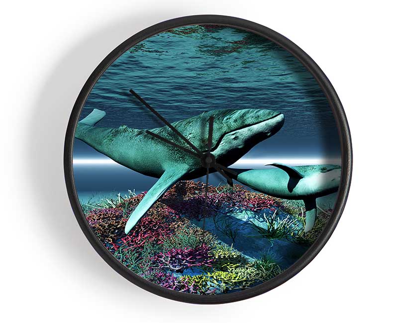 Whale Family Clock - Wallart-Direct UK