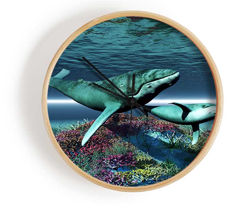 Whale Family Clock - Wallart-Direct UK