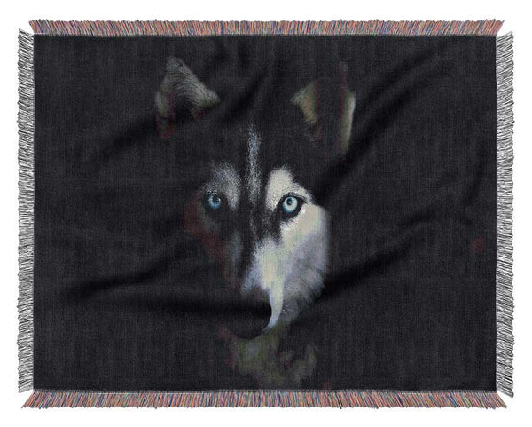 Husky Dog Wolf Face Woven Blanket