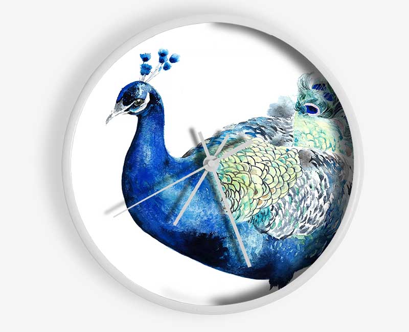 Peacock Blues Clock - Wallart-Direct UK