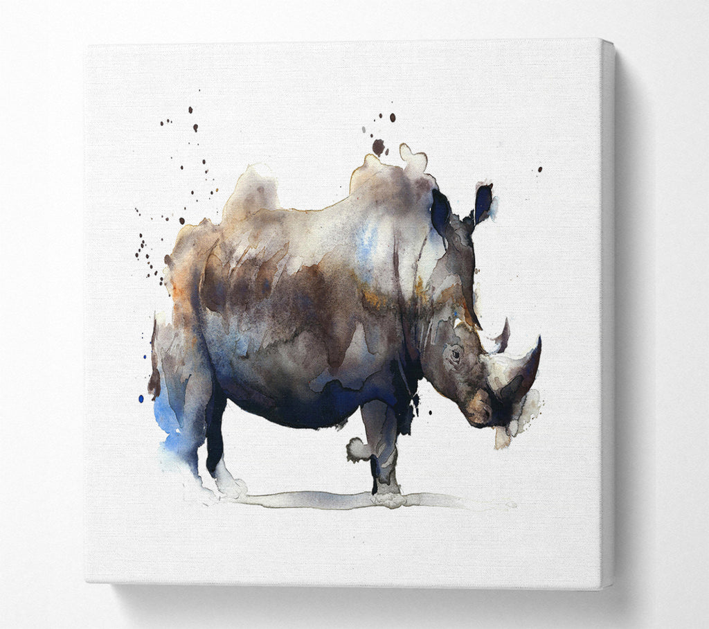 A Square Canvas Print Showing Rhino Charge Square Wall Art
