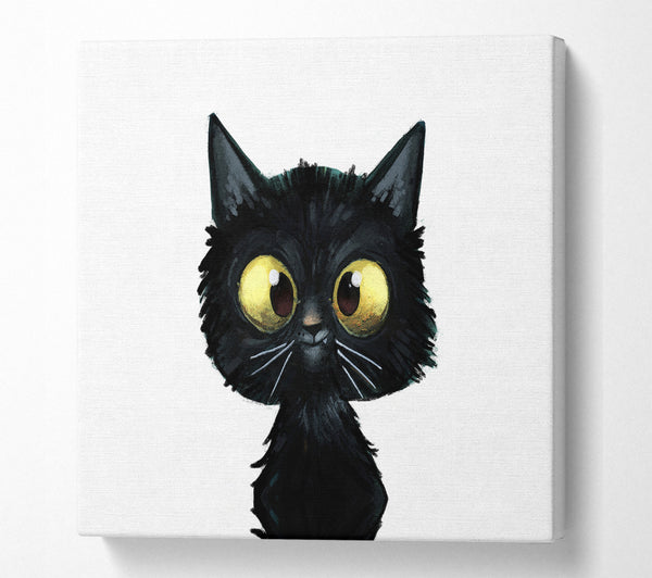 A Square Canvas Print Showing Funny Black Cat Square Wall Art