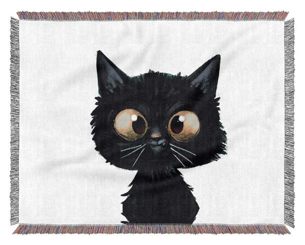 Funny Black Cat Woven Blanket