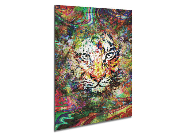 Rainbow Splash Tiger Metal Print