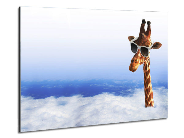Giraffe Head In The Clouds Metal Print