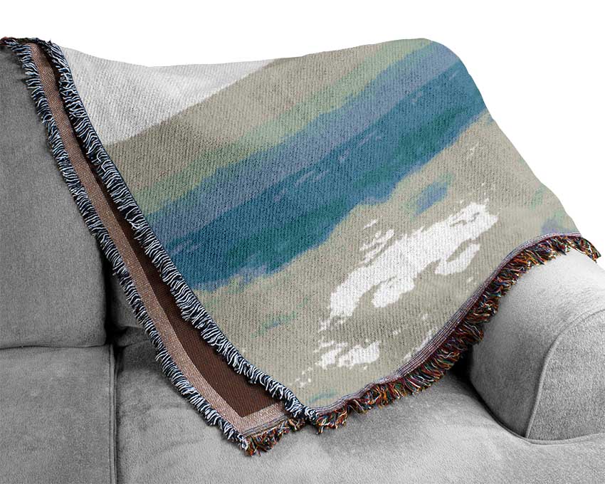 Giraffe Head In The Clouds Woven Blanket