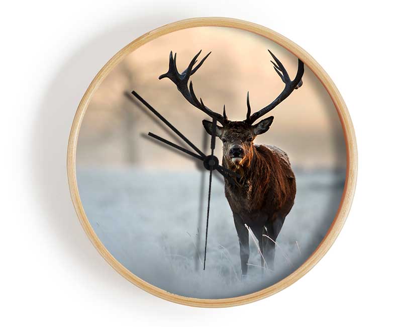Beautiful Winter Stag Clock - Wallart-Direct UK