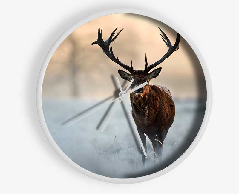 Beautiful Winter Stag Clock - Wallart-Direct UK