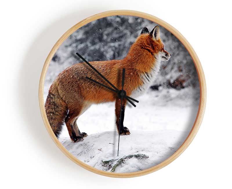 Winter Snow Fox Clock - Wallart-Direct UK