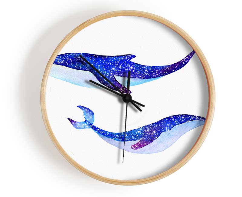 Twinkling Whales Clock - Wallart-Direct UK