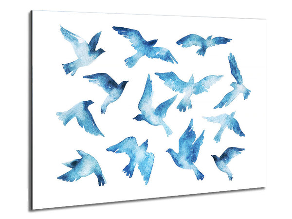 Blue Doves Metal Print