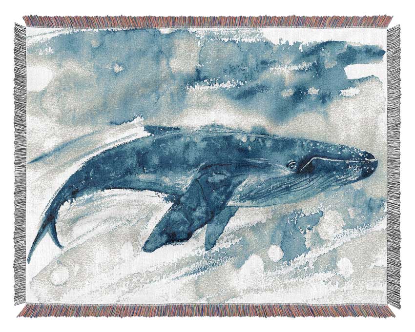 Whale Painting Woven Blanket