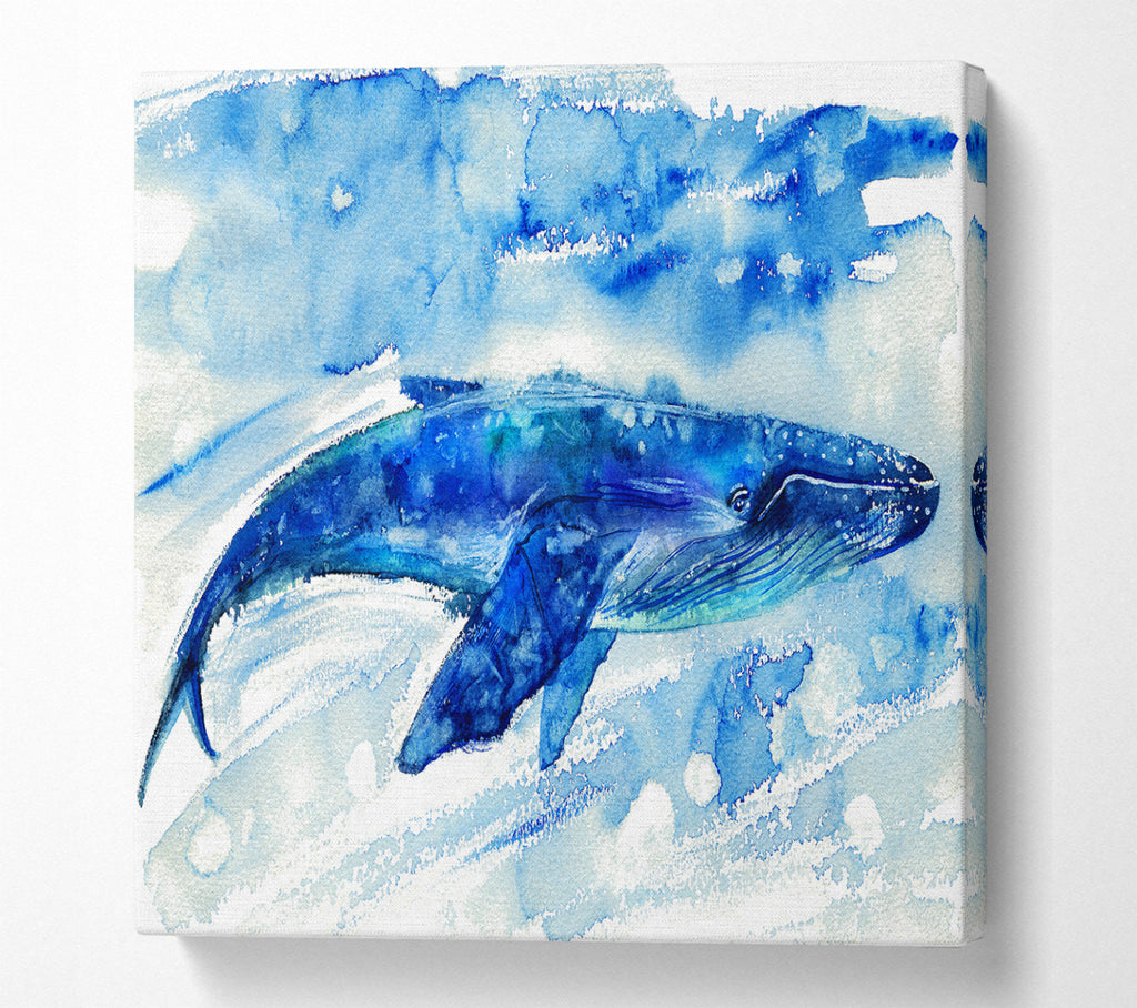 A Square Canvas Print Showing Whale Painting Square Wall Art