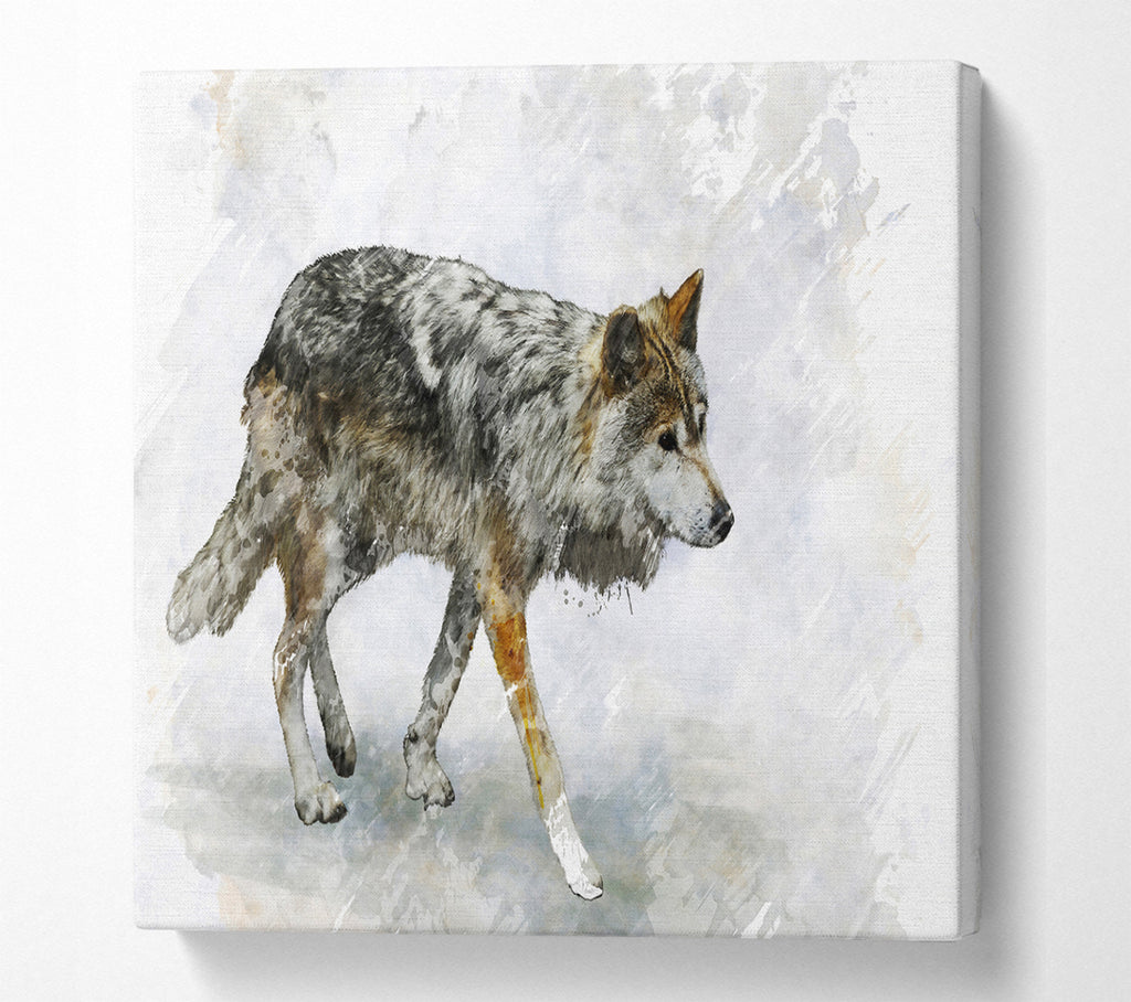 A Square Canvas Print Showing Wolf Trek Square Wall Art