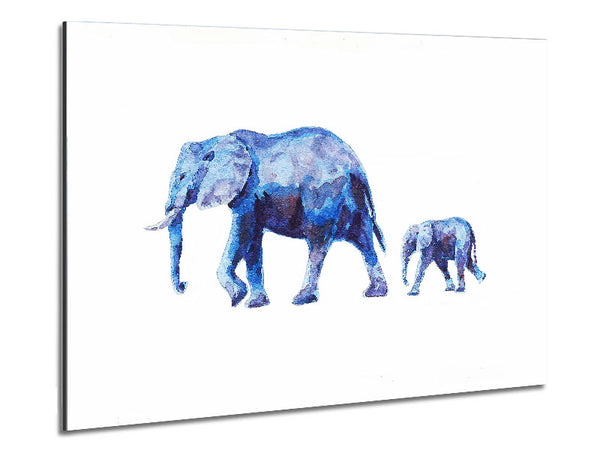 Mother and Child Elephant Love Metal Print