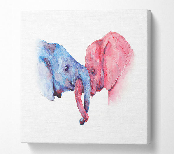 A Square Canvas Print Showing Elephant Trunk love Square Wall Art