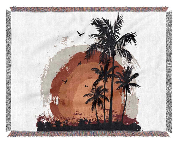 Impressionist Palm Tree Sun Woven Blanket