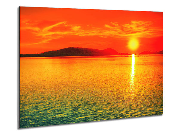 Sun Beam Ocean Metal Print